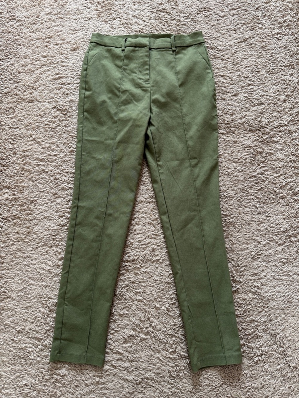 Fashion Nova Slim High-Waist Olive Green Trousers